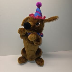 Birthday Dog Stuffy Vintage Play By Play Ace Acme Brown Sitting Upright